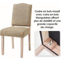 Juego de 4 sillas de comedor con respaldo alto, sillas de cocina, patas de madera maciza, diseño clásico, con botones bronceados, sillones y sillas para salón, asientos tapizados - details 48