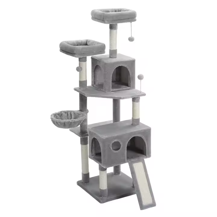 PAWZ Road Árbol para gatos de varios niveles con grandes condominios, hamaca mullida, plataformas superiores, torre de lujo para gatos, rascadora para gato, postes rascadores para interiores, juguetes para gatos - 1