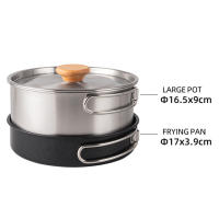 Cocinas de acero inoxidable para exteriores, de 4 piezas juego familiar, portátil, para Picnic, sopa, freír, vaporera, para el hogar - details 15