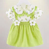 Vestido de manga corta para niña, Vestido de manga corta con decoración de flores grandes, ropa de fiesta de verano - details 1
