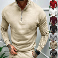 Chaqueta de color liso con cuello alto y media manga larga, para hombre - details 4
