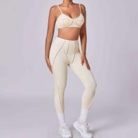 Conjunto de yoga Ustado de 2 piezas, conjunto de gimnasia para mujer, sujetador realzado de lana negra, pantalón corto de entrenamiento, body de cintura alta, Tre de Fiess, - details 23