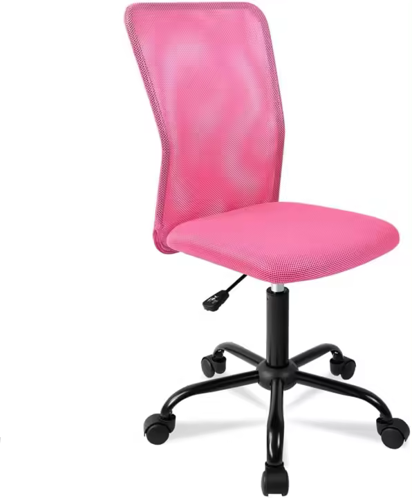 Silla de oficina o escritorio ergonómica. Sin reposabrazos. Juvenil sin brazos. Tela Transpirable. con ruedas, giratoria. Negra. - 1
