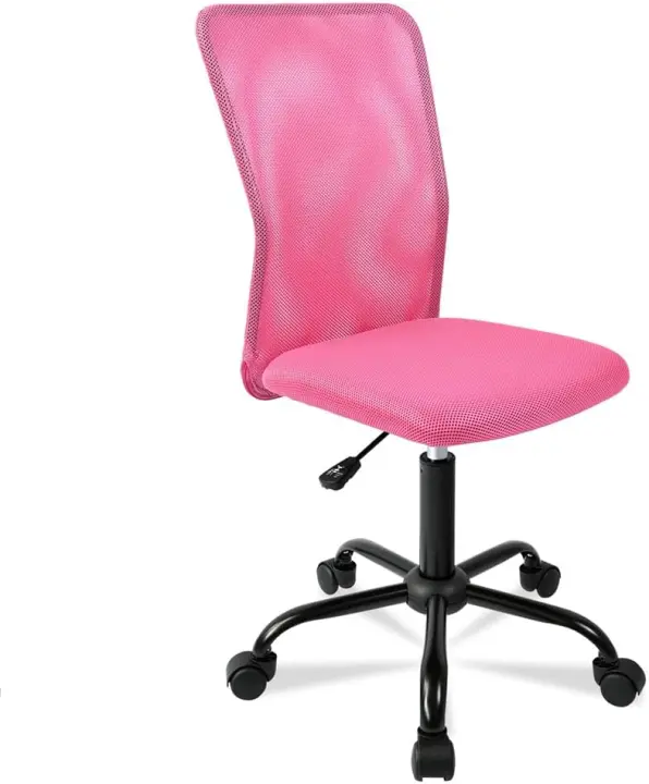 Silla de oficina o escritorio ergonómica. Sin reposabrazos. Juvenil sin brazos. Tela Transpirable. con ruedas, giratoria. Negra. - 1