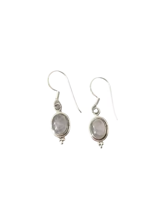 pendientes de plata de ley y piedra lunar natural -40ycuatrojoyeria - 1
