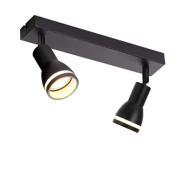 CBJKTX Foco de techo LED 2 bombillas Luz de techo negra para sala de estar Foco ajustable Foco GU10 Lámpara moderna - 1