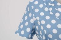 Vestido de Verano Retro Hepburn 2025 Cuello en V, Manga Corta, Botón Frontal, Vestido Midi de Algodón con Puntos Vintage para Mujeres - details 11