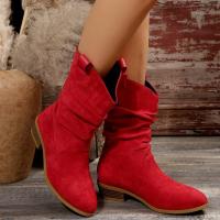 Botas apiladas de tacón bajo de gran tamaño para mujer Botas altas de estilo caliente de moda - details 11
