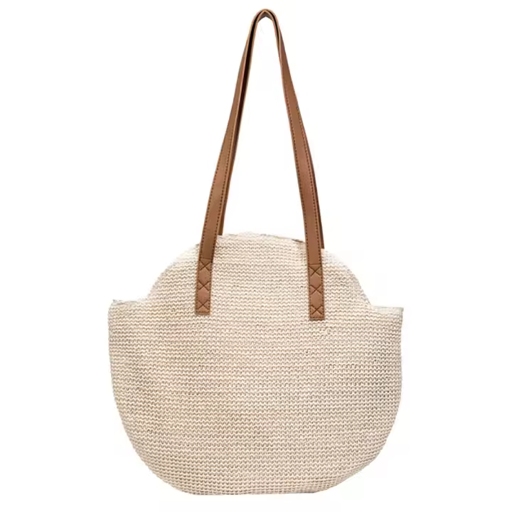 Bolso de Playa de Paja Hecho a Mano Estilo Bohemio Vintage Gran Capacidad Informal para Vacaciones - 1