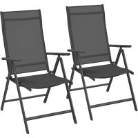 Sillas Plegables de Jardín, Juego de 4, Silla de Exterior con Marco de Metal, Respaldo Reclinable en 8 Ángulos, Carga de 150 kg, Gris GCB30GY - details 7