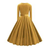 Elegante Vestido de Olla Swing de Longitud Media de Invierno Estilo Retro con Cuello en V - details 2