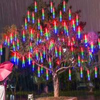 Guirnalda de luces Led de lluvia de meteoritos, 8 tubos, guirnaldas de calle, decoraciones de árboles de Navidad para exteriores, luces de jardín de hadas de Año Nuevo - details 11