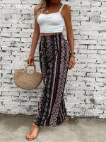 Primavera verano nuevo boho étnico estampado vacacional suelto casual pantalones de pierna ancha - details 1