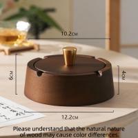Cenicero de madera creativo con tapa de acero inoxidable, decoración para interiores y exteriores, Patio, hogar, oficina, porche, accesorios para fumar, regalos - details 0