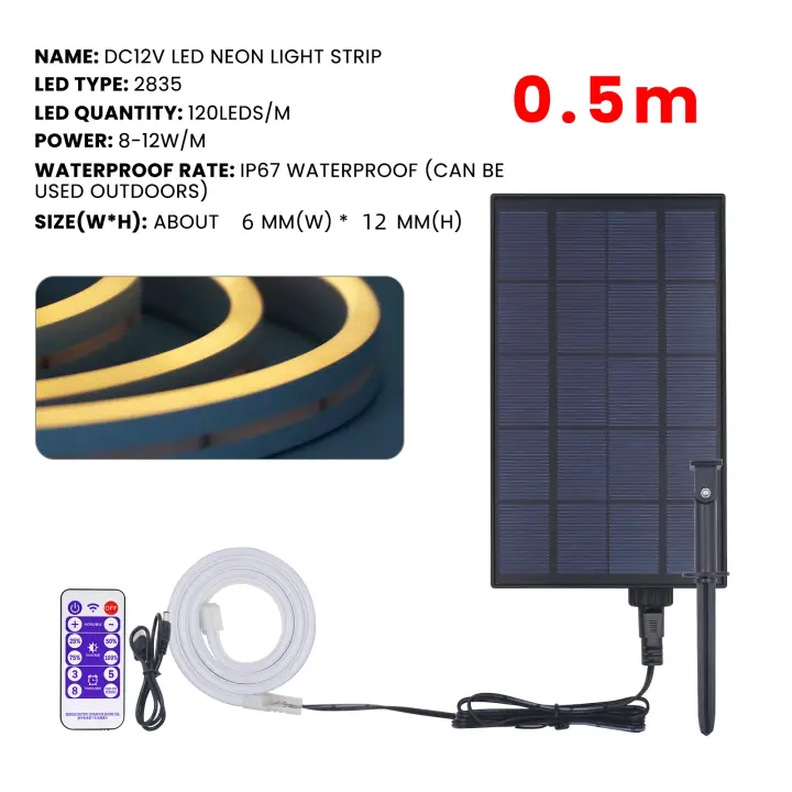 Luz de neón impermeable IP67, lámpara Solar de 12V, 120LED/M, tira de neón de 3000K, 6000K, blanco, rojo, verde, azul, cinta Flexible de luz LED - 1