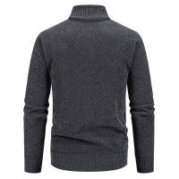 Tops informales con cuello levantado para hombre, abrigo grueso de lana para mantener el calor, suéter con cuello levantado, liso y versátil, para otoño e invierno - details 2