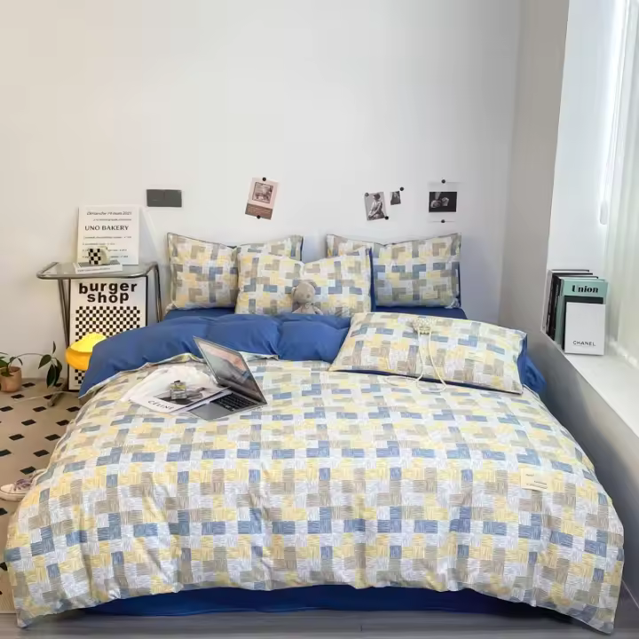 Cubierta de Edredón Nórdica Nueva Moda Lujo Cama Conjunto de Ropa de Cama Suave a Cuadros Separados Tamaño 220x240 150x200 - 1