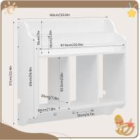 Estantería de Pared para Niños Librería Flotante con 3 Compartimentos y 4 Ganchos de Pomo Blanco - details 2