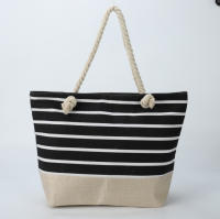 Bolsa de playa a rayas 2024, bolso de hombro para las axilas, bolso de lona informal de gran capacidad. - details 6