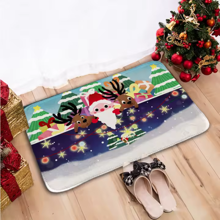 Alfombra de Navidad antideslizante 3D con impresión navideña para salón, cocina, baño, muñeco de nieve, 60x180cm - 1
