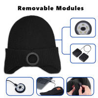 Gorro de punto inalámbrico con Bluetooth, gorro inteligente estéreo con luz LED, recargable, lavable, música, lana, Invierno - details 1