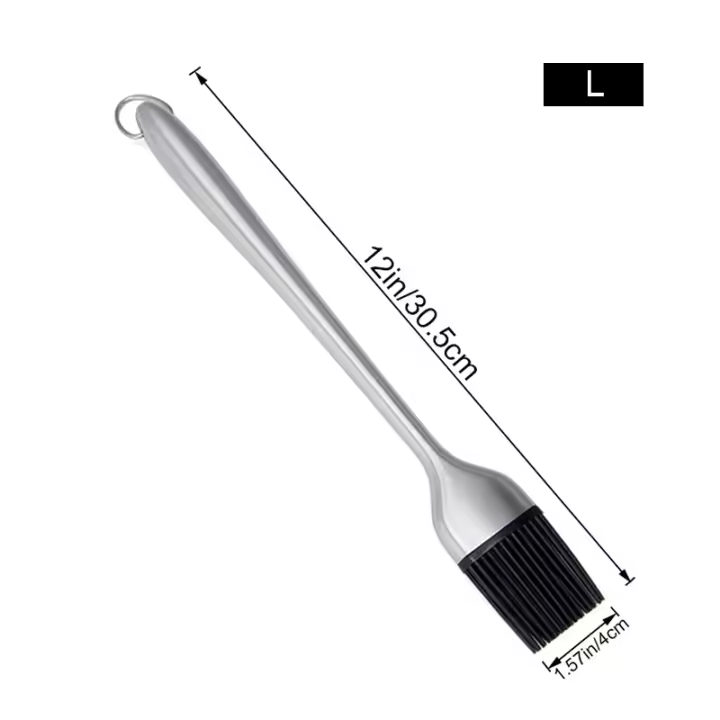Cepillo de Bastido de Silicona para Parrilla BBQ Mango de Acero Inoxidable - 1