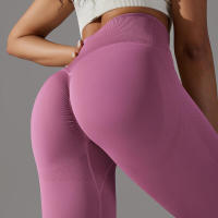 Leggings de yoga sin costuras para mujer, ropa deportiva de entrenamiento, pantalones deportivos de cintura alta - details 10