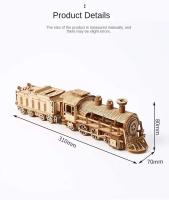Modelo de Tren Retro 3D Set de Bloques de Construcción Creativa Mecánica para Adolescentes y Adultos Juguete Montessori DIY de Madera Coleccionables - details 1
