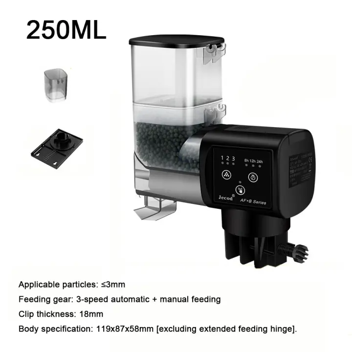 Alimentador de tanque de peces de 250ML/500M, pantalla LCD, temporizador ajustable, alimentador automático inteligente, pantalla Digital - 1
