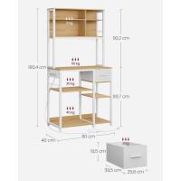 Estantería de Cocina con Multienchufe, Armario de Cocina con Estantes Ajustables, Cajón de Tela, 12 Ganchos, 40 x 100 x 180,4 cm, Estante de Microondas, Marrón Rústico y Negro - details 22