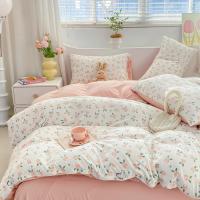 Conjunto de Cama Floral Retro Coreano Sábanas de Algodón Lavado 100%, Funda de Edredón Suave, Funda de Almohada - details 2