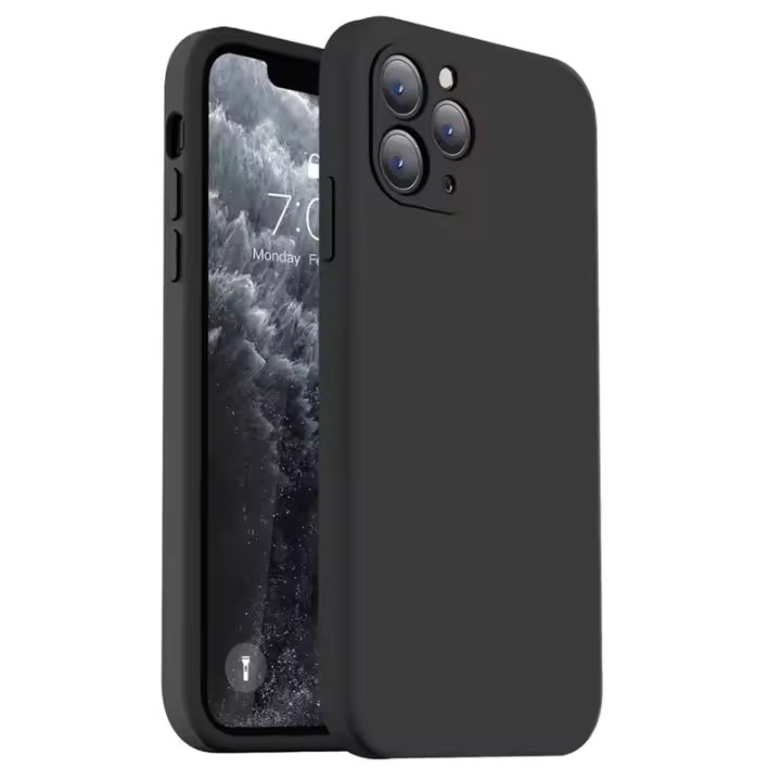 Funda de teléfono TPU de silicona negra a prueba de golpes para Iphone 11 12 13 14 15 Pro Max Mini X Xs XR 6 6S 7 8 Plus funda protectora de lente - 1