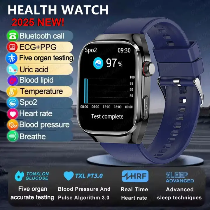 Relojes inteligentes de diagnóstico para hombres, pulsera con control del ritmo cardíaco y de la presión arterial, resistente al agua IP68, para IOS, ECG, AI, novedad de 2025 - 1