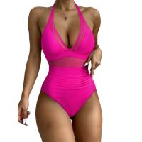 New Sexy Deep V One Piece Swimsuit Women Mesh Backess Swimwear Female Monokini Bathers Bathing Suits Summer Beach Wear - details 28