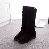 Nuevas botas de media pantorrilla de otoño e invierno para mujer, botas de caballero informales de tacón bajo con punta redonda para mujer, botas de mujer de terciopelo mate - details 4