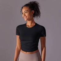 Camisetas deportivas de manga corta para mujer, camisetas deportivas de color sólido para entrenamiento, gimnasio, correr, ropa deportiva - details 16