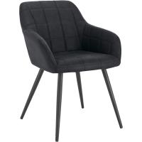 Silla de cocina tapizada con reposabrazos tapizados en tela, estructura de - details 0