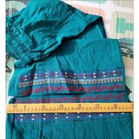Pantalones de lino y algodón de cintura alta para mujer, pantalón de pierna ancha, largo, elástico, informal, liso, bordado, moda coreana, 2024 - details 16