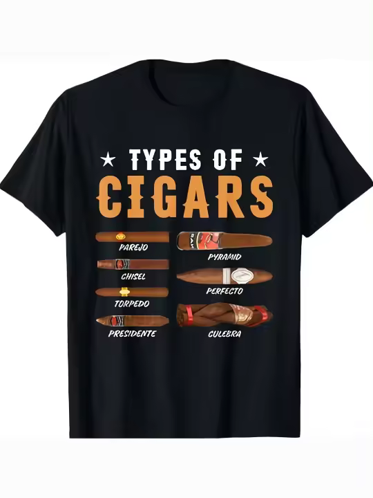 Camisa de tipos de cigarros Camiseta de cigarros para amantes de los cigarros Camiseta Regalo para papá Manga corta con cuello redondo suave y cómoda - 230 g - 1