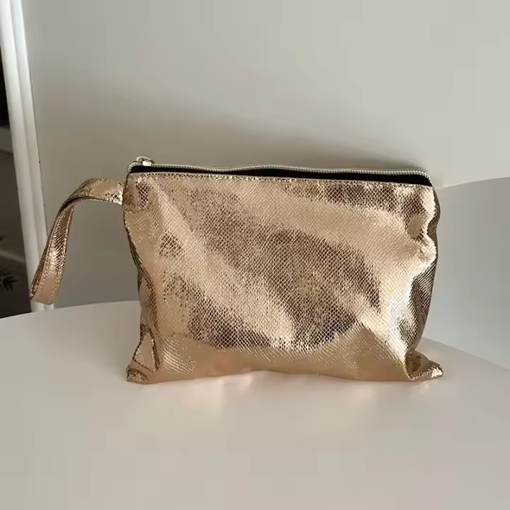 Bolso de Maquillaje Impermeable de Gran Capacidad Organizador de Cosméticos Portátil de Oro Plata - 1
