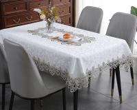 Battilo Ence mesa de comedor rectangular floral blanco bordado mantel impermeable, boda, fiesta, hogar - details 4