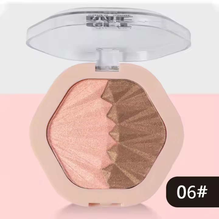 Paleta de rubores de 2 colores 2 en 1 sombra de ojos crema de contorno cara mejilla rubor crema maquillaje brillo resaltado maquillaje Multicolor rubor - 1