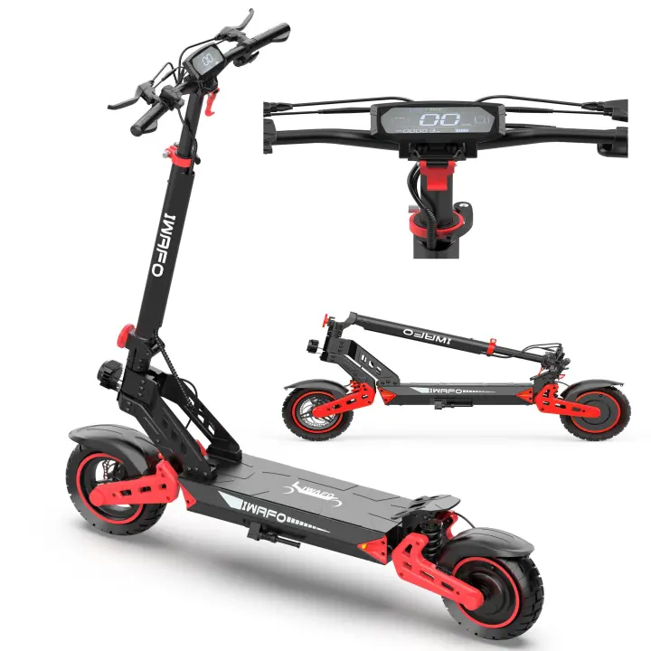 Patinetes Eléctricos para Adultos iwafo is2, Motor de 1500W, Batería de 48V 15Ah, Neumático de Vacío de 10 Pulgadas, Velocidad Máxima de 45km/h, Autonomía de 80km, Frenos de Disco Delanteros y Traseros - 1