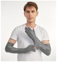 Mangas de protección solar de fibra para hombre verano, 100% spandex de alto estiramiento de color sólido, guantes de deportes al aire libre antideslizantes de refrigeración, cubiertas de dos dedos para ciclismo, pesca, conducción, uso de teléfono - details 9