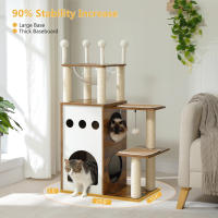 Árbol de madera para gatos, rascador para uso en interiores con poste rascador, accesorios para gatos y condominio - details 3