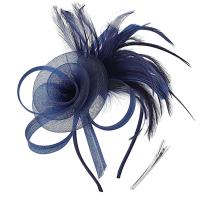 Vestido Formal, diadema de malla con plumas, tocado Retro de lujo, tocado exquisito puesta en escena - details 17