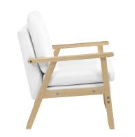 Sillón de lino, sillón individual, sofá de madera, silla de lectura de relajación, cojín trasero de asiento grueso para sala de estar y dormitorio - details 3