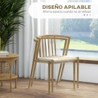 Pack de 2 Sillas de Comedor con Asiento de Cuerda de Papel Sillas de Cocina Apilables Estilo Moderno Carga 120 kg 51x51x71 cm Roble y Crema - details 5
