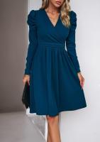 Elegante V-cuello Vestido para Mujer Color Sólido de Alta Calidad Estilo Retro Casual Moda Femenina - details 3