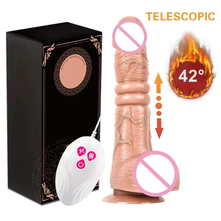 Consolador realista Leten telescópico vibratorio de empuje masturbación femenina con ventosa calefacción Control remoto pene para mujeres - 1